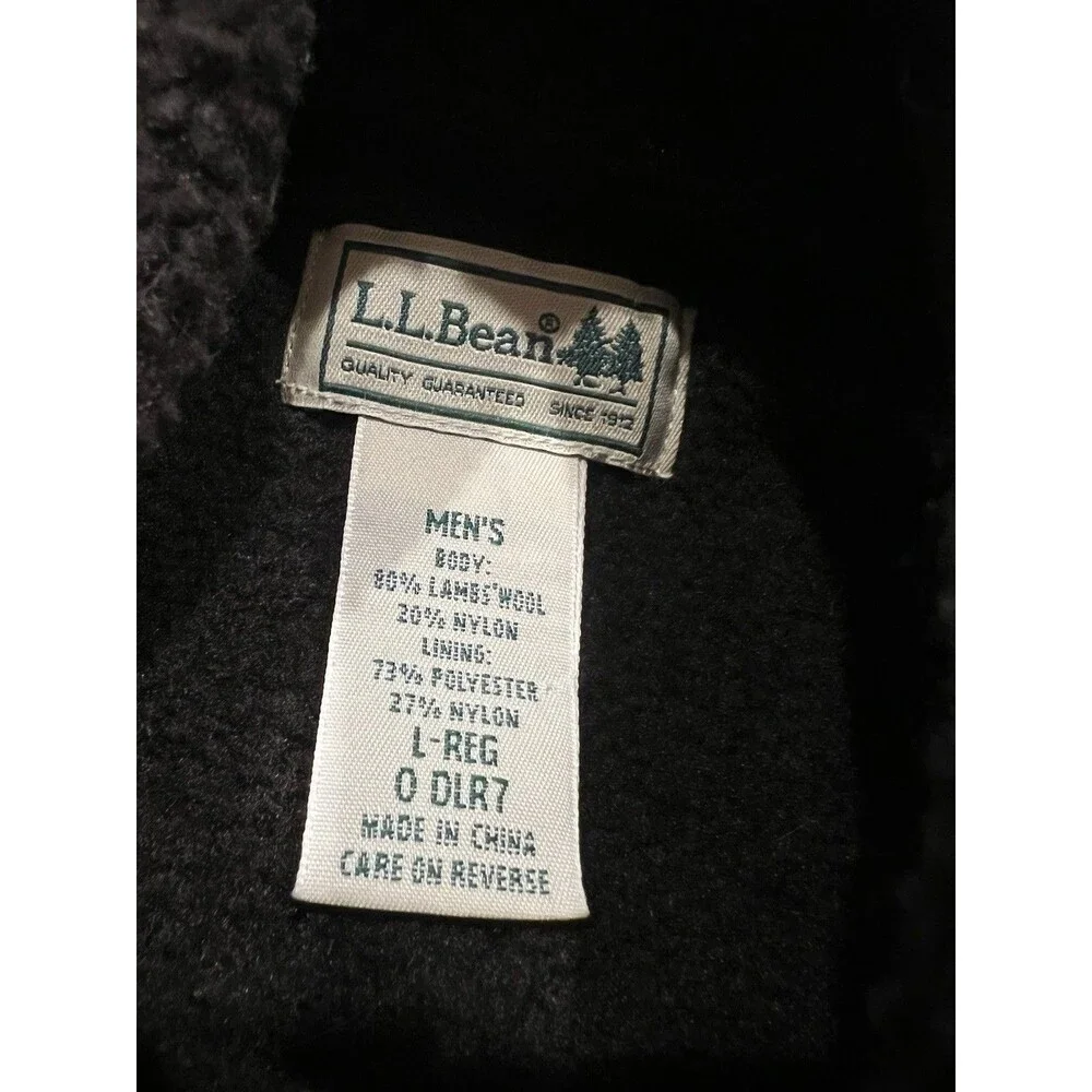 LL Bean Sweater Vest Mens Large Waterfowl Full Zip Lambs Wool Blend Pockets